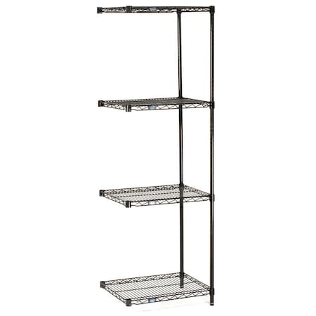 Nexel Wire Shelving Add-On, Black Epoxy, 72W X 24D X 74H A24727B